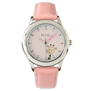 Aangepaste naam Giraffe Kinder Horloge