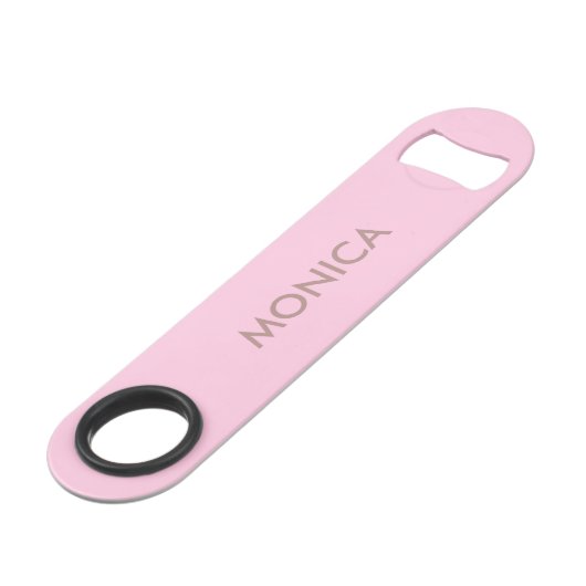 Aangepaste naam girly roze speed flessenopener (Voorkant Gekanteld)