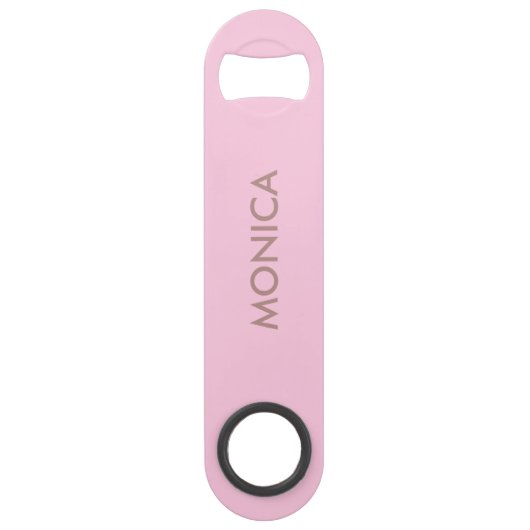Aangepaste naam girly roze speed flessenopener (Voorkant)
