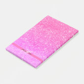 Aangepaste Naam Glamour Girl Hot Pink Glitter Post-it® Notes (Schuin)