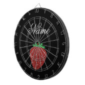 Aangepaste naam glitter aardbery zwart dartbord (Voorkant Rechts)
