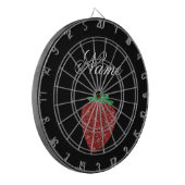 Aangepaste naam glitter aardbery zwart dartbord (Voorkant Links)