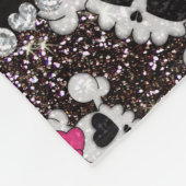 Aangepaste naam glitter black skulls roze bogen fleece deken (Hoek)