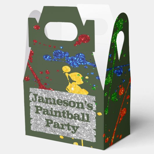 Aangepaste naam Glitter Paintball Party Bedankdoosjes (Geopend)