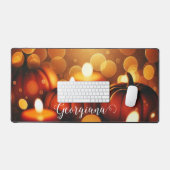 Aangepaste naam Glowing Pumpkins Autumnal Bokeh Ef Bureaumat (Keyboard & Muis)