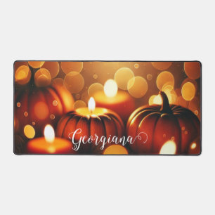 Aangepaste naam Glowing Pumpkins Autumnal Bokeh Ef Bureaumat