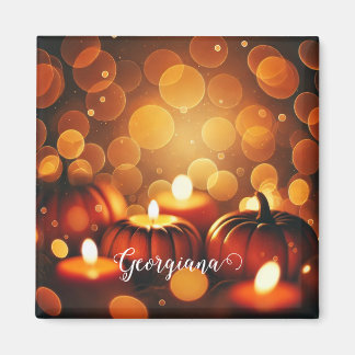 Aangepaste naam Glowing Pumpkins Autumnal Bokeh Ef Magneet