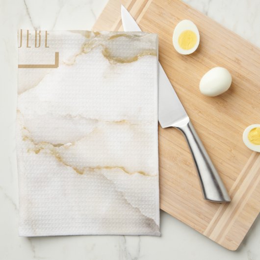 Aangepaste naam Gold Effect Marble Name Theedoek (Quarter Fold)