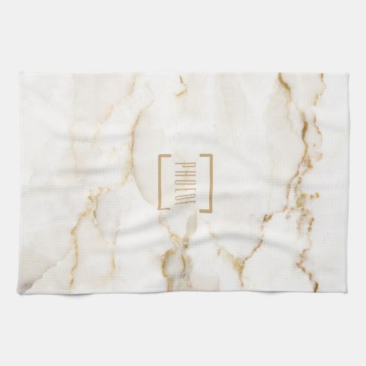 Aangepaste naam Gold Effect Marble Name Theedoek (Horizontaal)