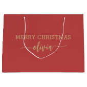 Aangepaste naam Gold Red Large Gift Bag Groot Cadeauzakje (Voorkant)