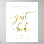 Aangepaste naam Gold Script Guest Book Sign 8x10" Poster (Voorkant)