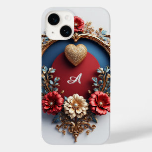 Aangepaste naam Golden Heart Glow ✨ Parel Chic Case-Mate iPhone 14 Hoesje