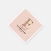 Aangepaste naam Goud Blush Roze Rozen Letter E Servet (Hoek)