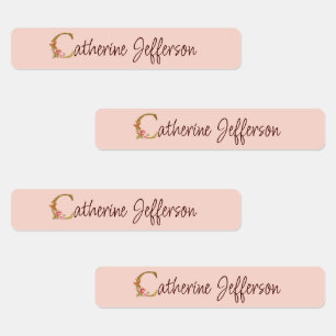 Aangepaste naam goud folie blush roze rozen letter labels