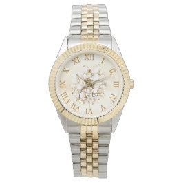 Aangepaste naam Gouden bruine achtergrond Luxe blo Horloge