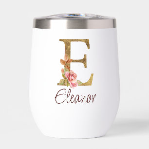 Aangepaste Naam Gouden Folie Blush Roze Rozen Lett