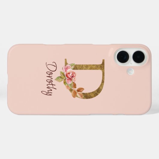 Aangepaste Naam Gouden Folie Blush Roze Rozen Lett Case-Mate iPhone Case (Achterkant (horizontaal))