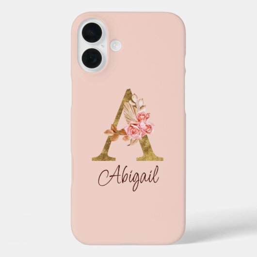 Aangepaste Naam Gouden Folie Blush Roze Rozen Lett Case-Mate iPhone Case (Achterkant)