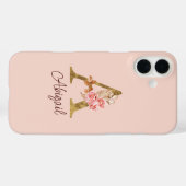 Aangepaste Naam Gouden Folie Blush Roze Rozen Lett Case-Mate iPhone Case (Achterkant (horizontaal))