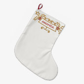 Aangepaste naam Gouden wervelingen Rode bessen Ker Grote Kerstsok (Voorkant (Hangend))