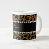 Aangepaste naam goudglitter-cheetah-druk grote koffiekop (Voorkant rechts)