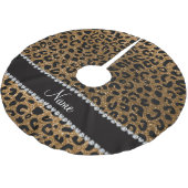 Aangepaste naam goudglitter-cheetah-druk kerstboom rok (Gekanteld)