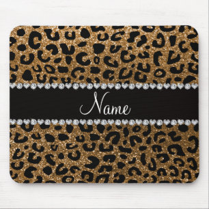 Aangepaste naam goudglitter-cheetah-druk muismat