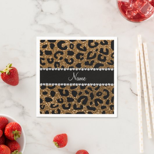 Aangepaste naam goudglitter-cheetah-druk servetten (Insitu)
