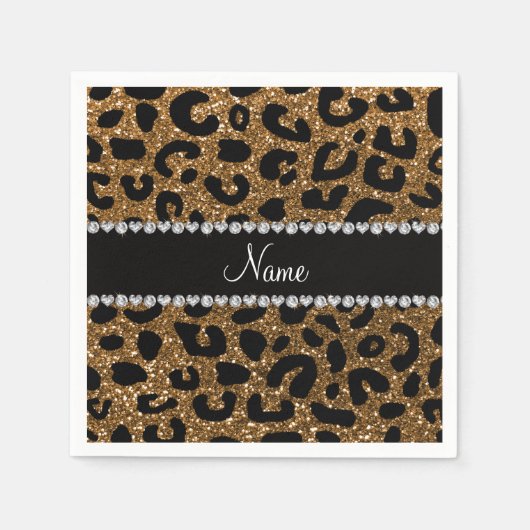 Aangepaste naam goudglitter-cheetah-druk servetten (Voorkant)