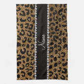 Aangepaste naam goudglitter-cheetah-druk theedoek (Verticaal)