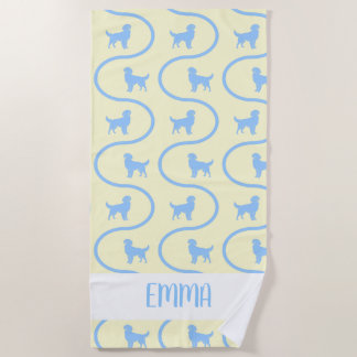 Aangepaste naam | Goudkleurige Retriever Icy Blue Strandlaken
