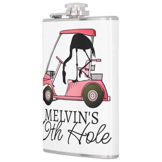 Aangepaste Naam Grappig 19e Hole Golf Theme Flamin Heupfles (Links)