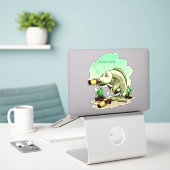 Aangepaste naam grappig Drink vis Sticker (Laptop op bureau)