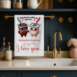 Aangepaste naam Grappig Eten Liefde Handdoek Valen