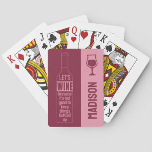 Aangepaste naam Grappige wijnspreuk Pokerkaarten
