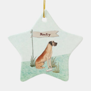 Aangepaste naam: Great Dane Pet Dog Keramisch Ornament