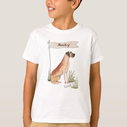 Aangepaste naam: Great Dane Pet Dog T-shirt (Voorkant)