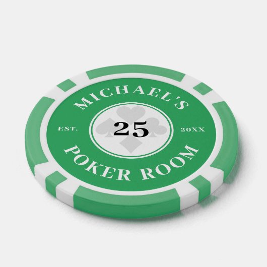 Aangepaste naam Green & White Las Vegas Denominati Poker Chips (Enkel)