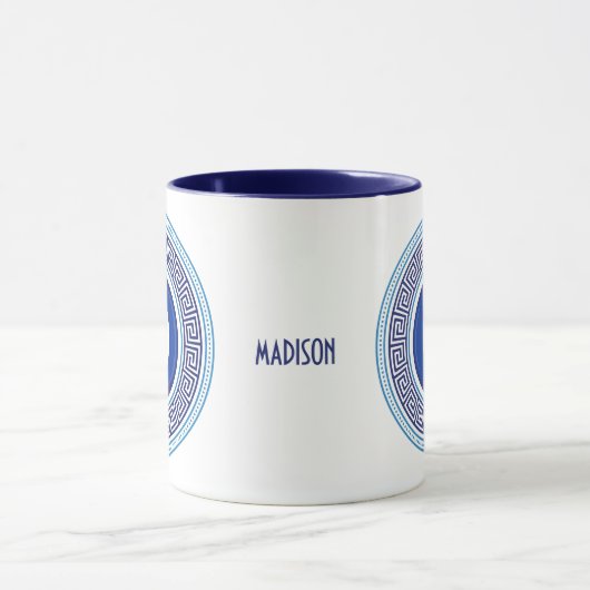 Aangepaste naam Grieks patroon Evil Eye Nazar Mok (Midden)
