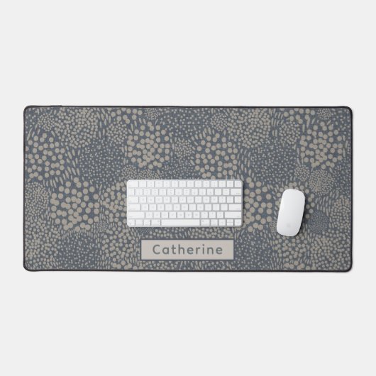 Aangepaste Naam Grijs Blauw Abstract Uniek Huis Ka Bureaumat (Keyboard & Muis)