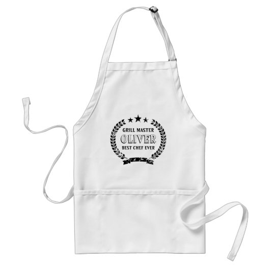aangepaste naam grill master BBQ schort voor mann (Voorkant)