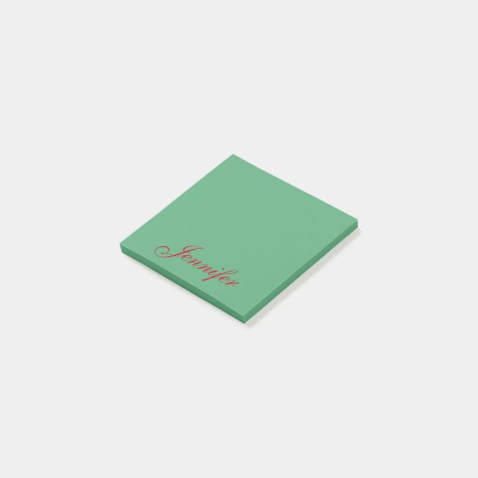 Aangepaste naam groen rood script post-it® notes (Schuin)