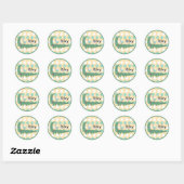 Aangepaste naam Groene Alligator met Seagull Polka Ronde Sticker (Vel)