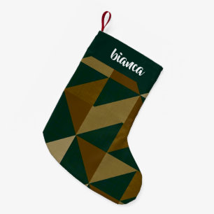 Aangepaste naam groene en bruine vormen kleine kerstsok