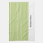 Aangepaste naam groene en witte strepen theedoek (Verticaal)