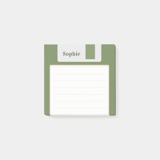 Aangepaste naam groene floppy disk post-it® notes (Voorkant)
