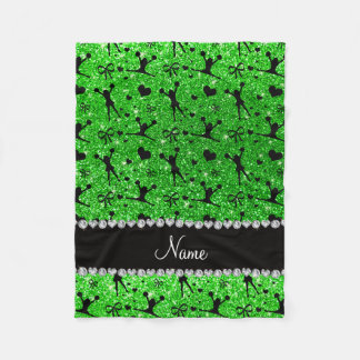 Aangepaste naam groene glitter-cheerlead fleece deken