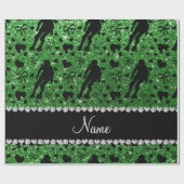 Aangepaste naam groene glitter roller derby cadeaupapier (Vlak)
