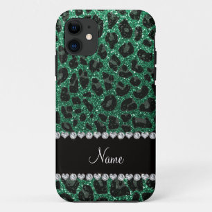 Aangepaste naam groene glittersplaat iPhone 11 hoesje