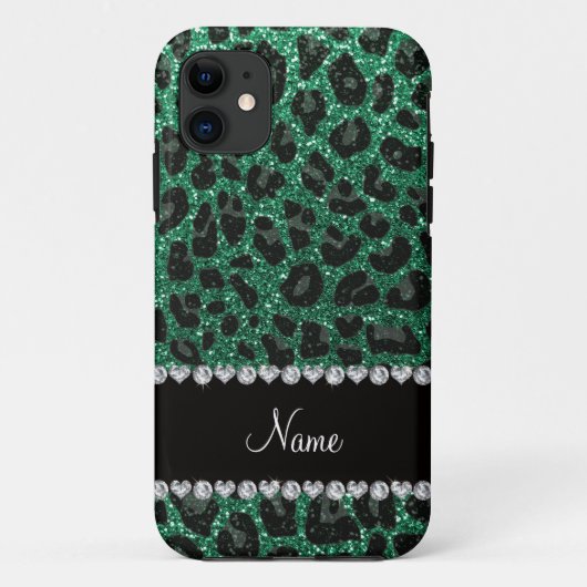Aangepaste naam groene glittersplaat Case-Mate iPhone case (Achterkant)
